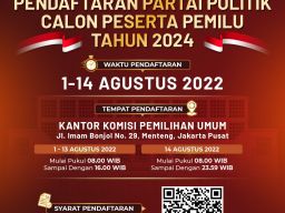 Hingga Kamis, 11 Agustus 2022.  17 partai politik Berkas Pendaftarannya dinyatakan lengkap