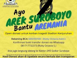 Tragedi Kanjuruhan, Open Donasi Partai Golkar Surabaya Tembus Rp 500 Juta