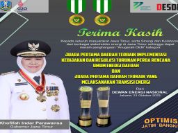 Pemprov Jatim Borong Dua Penghargaan Terbaik Anugerah Dewan Energi Nasional Tahun 2022