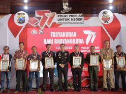 Polres Nganjuk Gelar Upacara dan Syukuran Peringati Hari Bhayangkara Ke-77 Tahun 2023