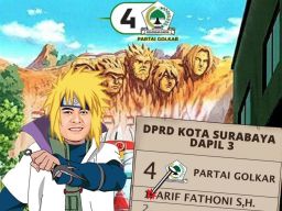 Jadi Pembeda, Ketua Golkar Surabaya, Arif Fathoni Pasang APK dengan Tokoh Anime