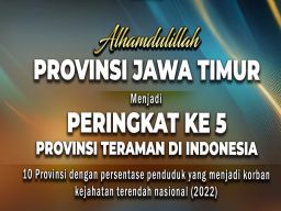 Menurut BPS, Jatim Provinsi Paling Aman se Pulau Jawa