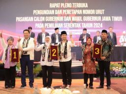 KPU Jawa Timur Tetapkan Nomor Urut Pasangan Calon Gubernur dan Wakil Gubernur Pilkada 2024