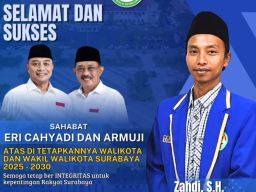 Ketua IKA PMII Perjuangan Unitomo Ucapkan Selamat kepada Eri - Armuji: Ingatkan Jangan Jemawa  