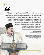 Presiden Prabowo Tekankan Pentingnya Kesatuan Arah Dalam Menjalankan Pemerintahan.