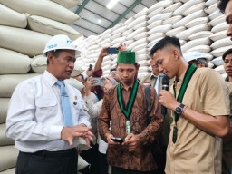 Kawal Swasembada Beras, HMI Surabaya Dampingi Mentan Sidak Gudang Perum Bulog Di Sidoarjo