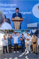Bupati Yani dan Wamen Viva Yoga Lepas Ekspor Rajungan, Tegaskan Gresik Jadi Simpul Hilirisasi Kawasan Transmigrasi.