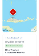 Gempa M5,1 Guncang Flores, BMKG: Tidak Berpotensi Tsunami