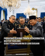 Presiden Prabowo Terima Medali Kehormatan Dari Angkatan Bersenjata Thailand Yang Diserahkan PM Thailand