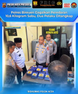 Polres Bireuen Amankan Dua Tersangka Dan Barang Bukti  Sabu Seberat 10 Kg