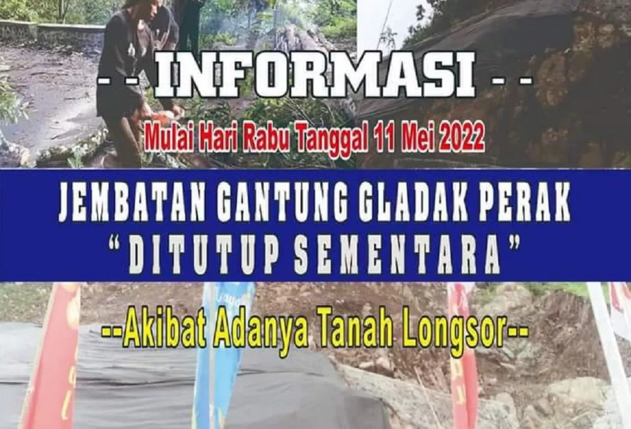Baru diresmikan, Jembatan Gantung Gladak Perak ditutup sementara.