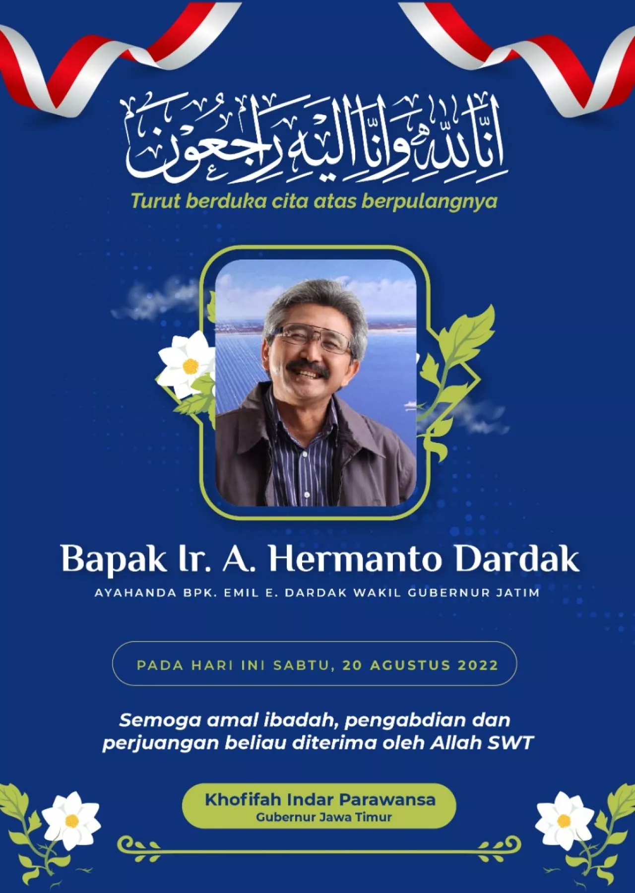 Ayahanda Wagub Dardak Berpulang, Khofifah Sampaikan Dukacita Mendalam
