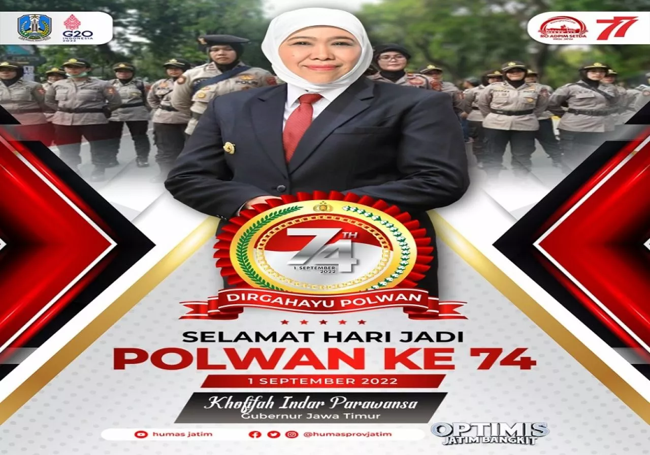 HUT Polwan Ke-74, Gubernur Khofifah Berharap Polwan Mendapat Porsi untuk Menduduki Jabatan Strategis