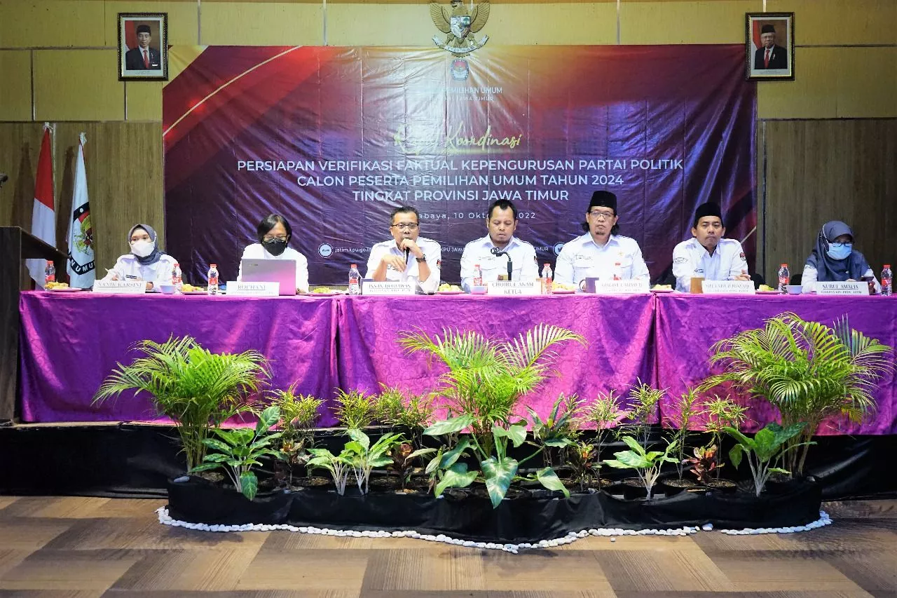 Jelang Verifikasi Faktual, KPU Jatim Samakan Persepsi Bersama Parpol dan Stakeholder
