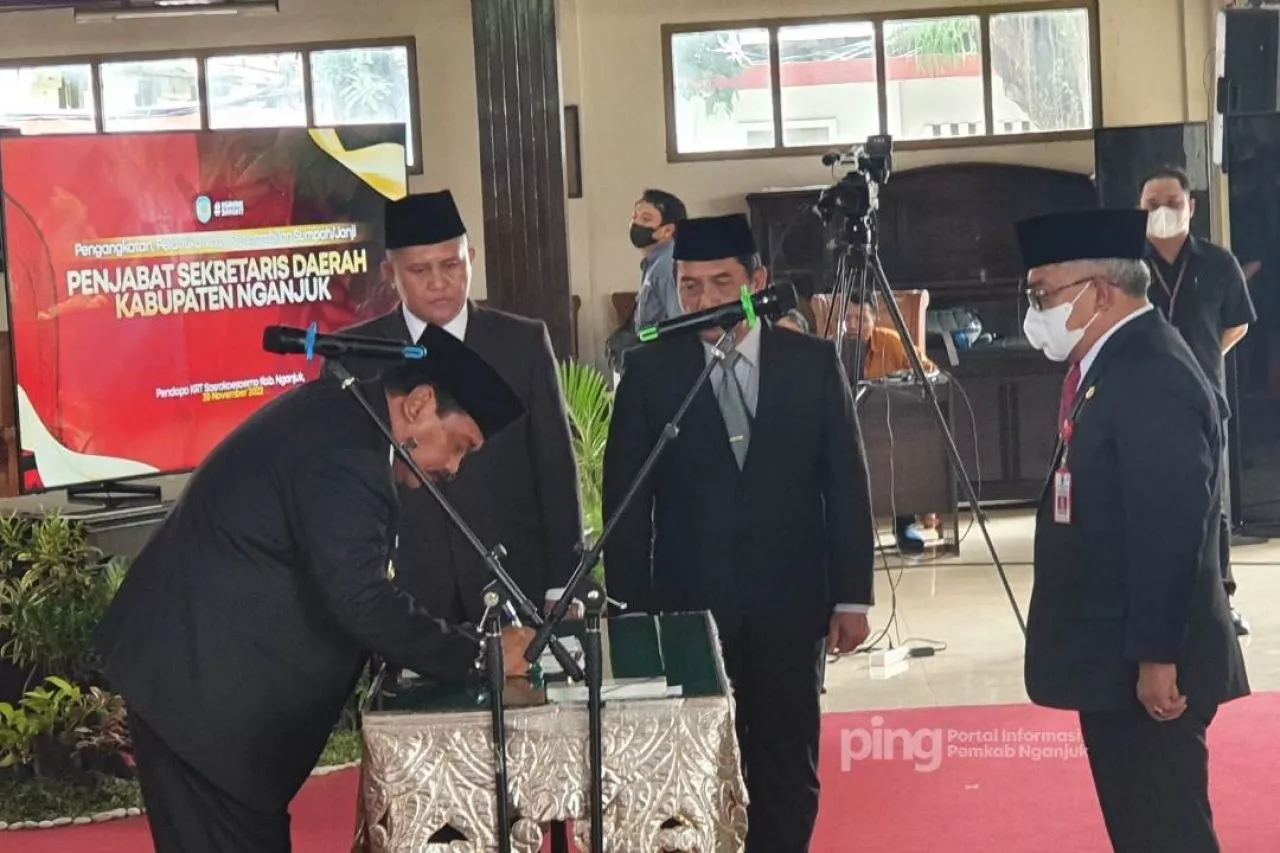 Himawan Estu Bagijo, dilantik sebagai Penjabat (Pj) Sekretaris Daerah (Sekda) Kabupaten Nganjuk