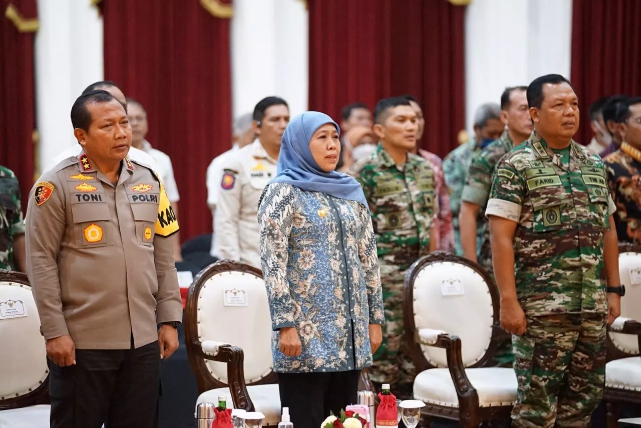 Gubernur Khofifah Bersama Kapolda dan Pangdam Antisipasi Gangguan Perayaan Tahun Baru