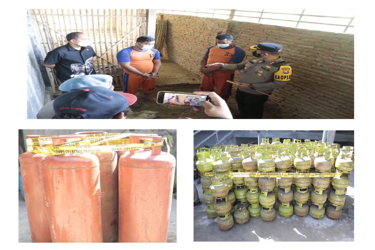 Pengoplosan LPG Bersubsidi, Polres Jombang Amankan Tersangka dan Ratusan Tabung LPG 3 kg