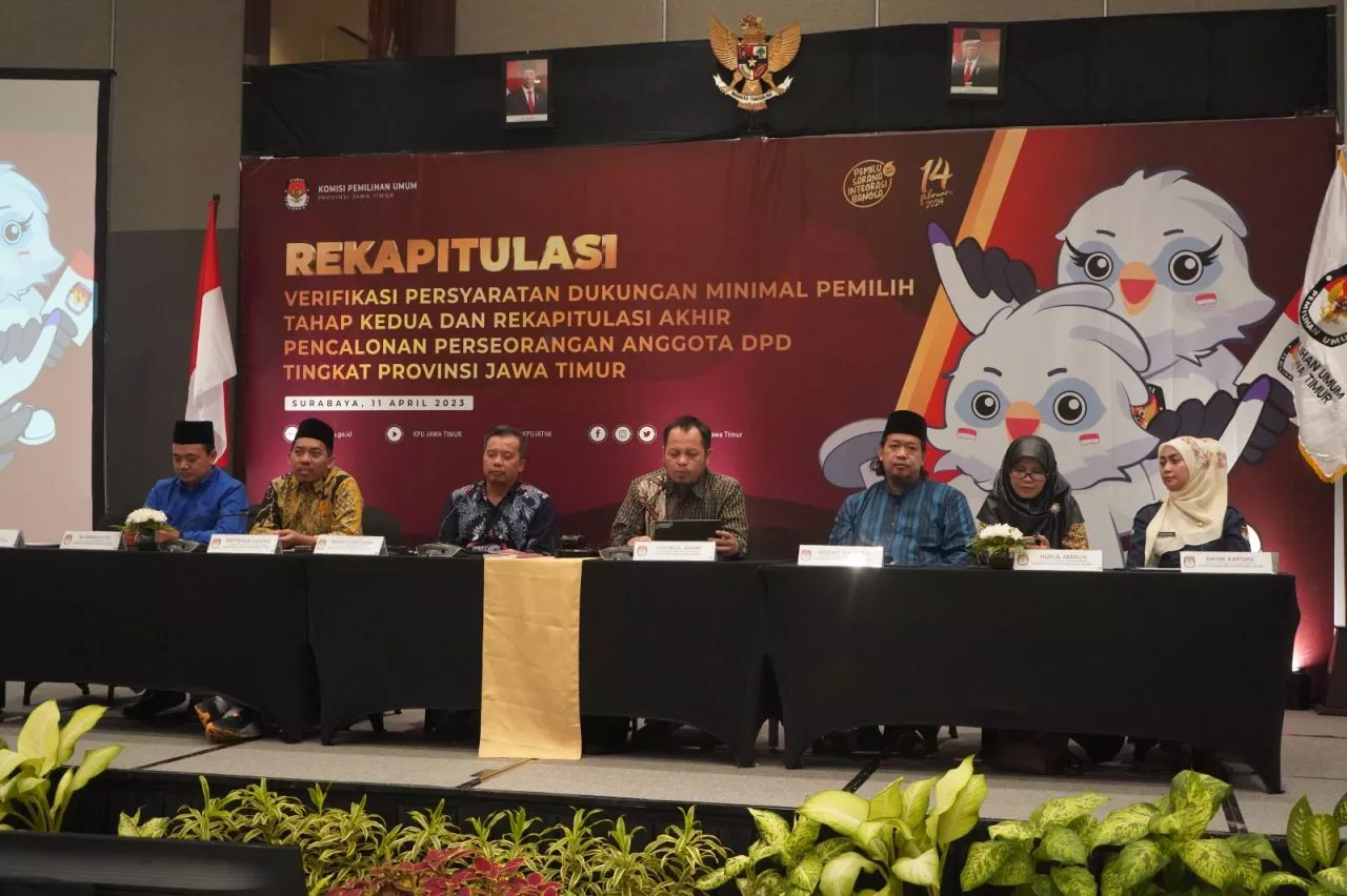 Hanya 15 Calon DPD RI Dari Jatim Dinyatakan Memenuhi Syarat pada Rekapitulasi Akhir
