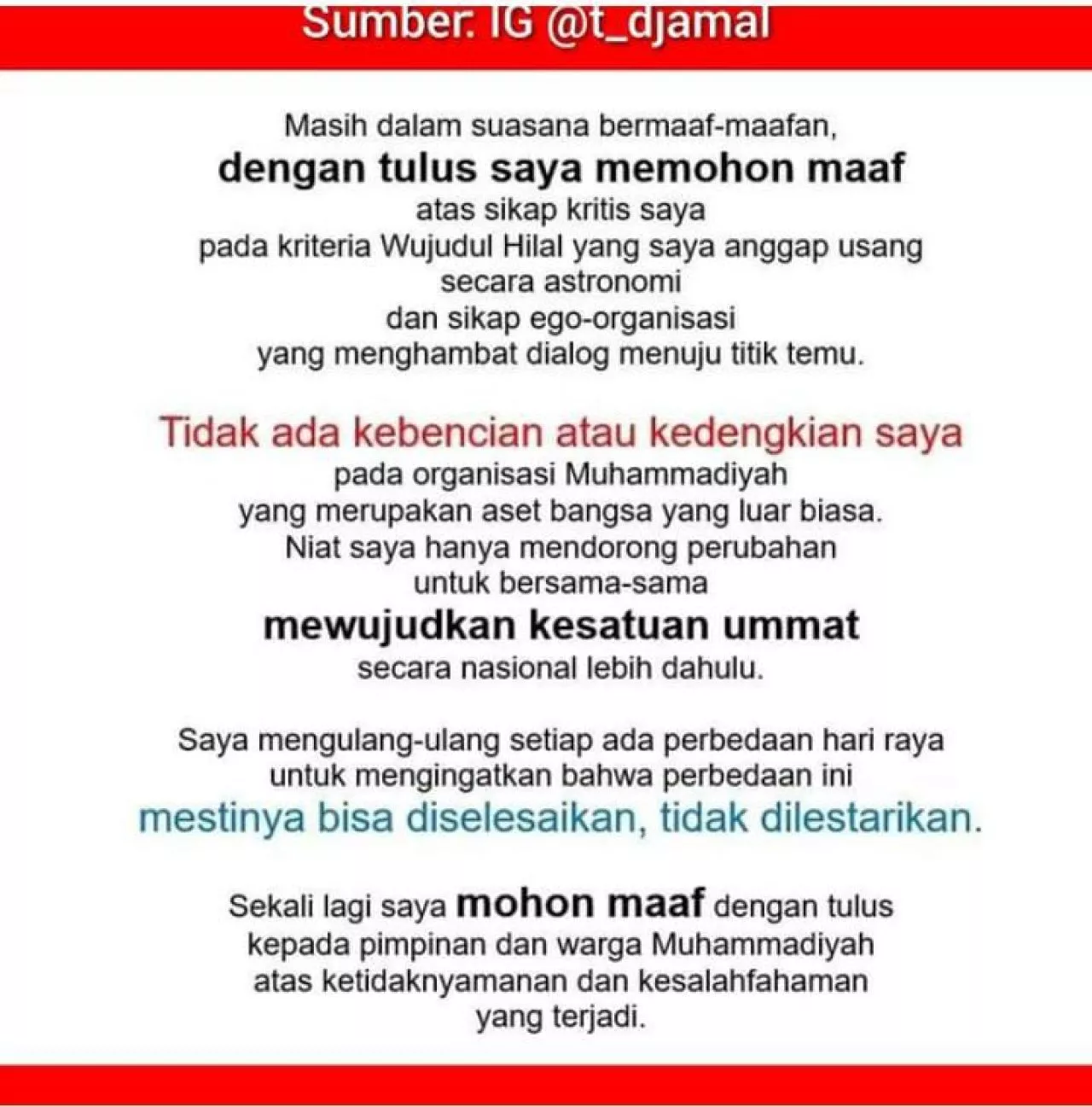 Kekurangan dan Kelebihan Permintaan Maaf dari Prof. Dr. Thomas Djamaluddin di Medsos