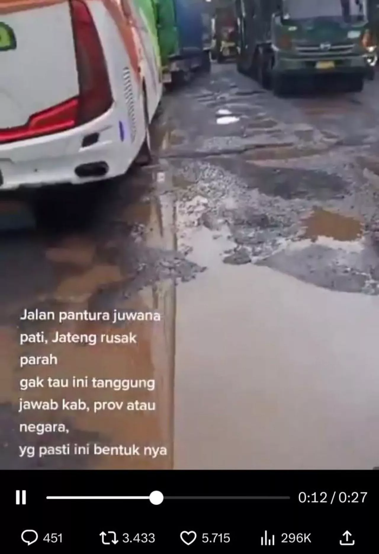 Netizen Minta Jokowi Cek Jalanan Jateng yang Rusak: Gubernurnya Sibuk Jogging