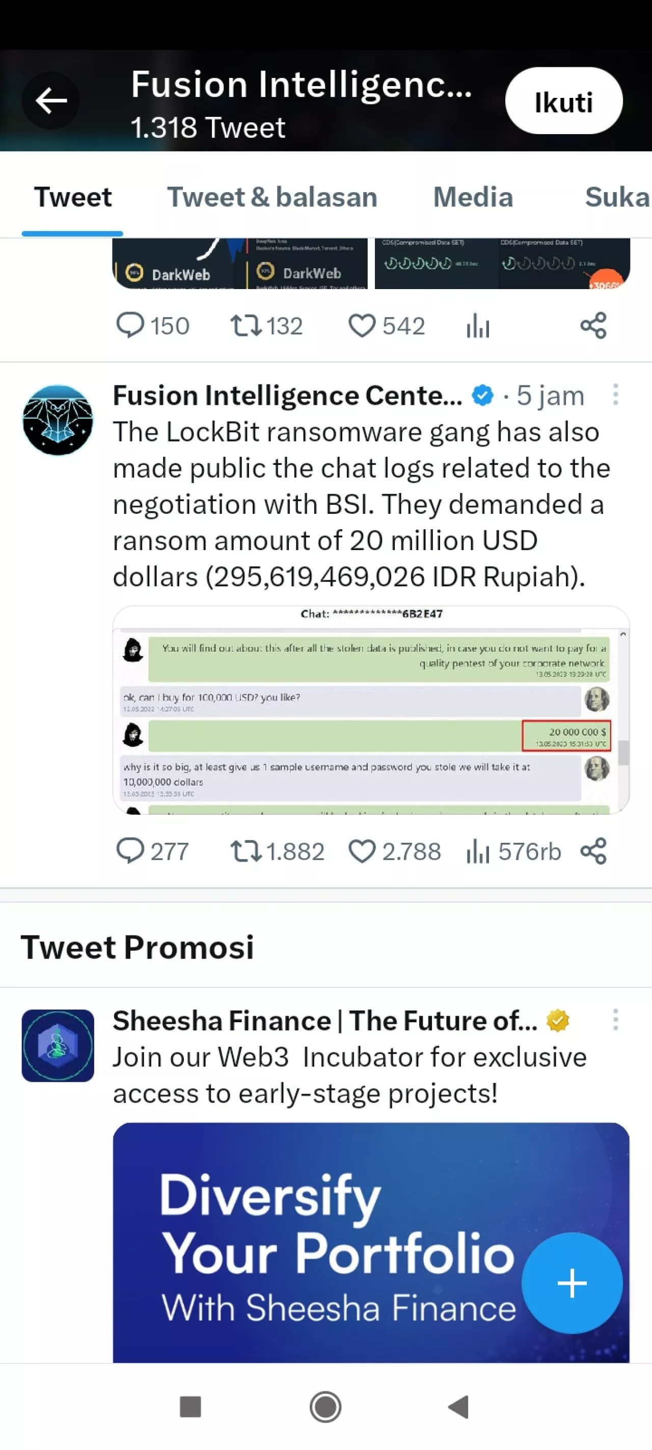 Data Nasabah BSI Bocor Di Dark Web