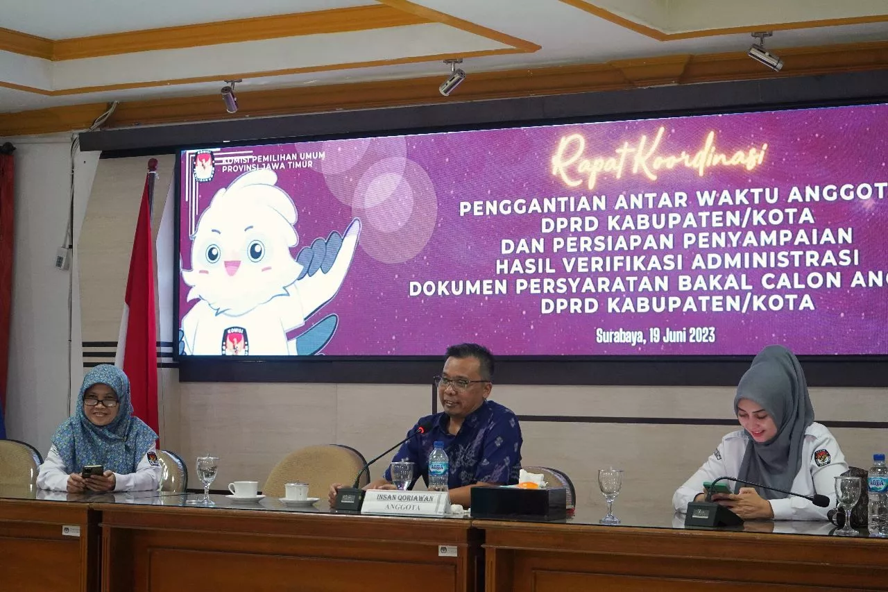 KPU Jatim Gelar Rakor Hasil Verifikasi Administrasi Dokumen Persyaratan Bakal Calon Anggota DPRD