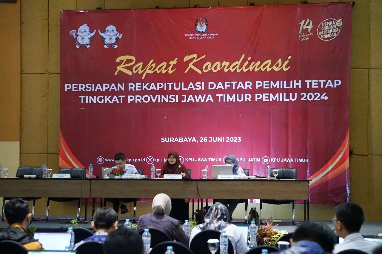Sehari Jelang Rekapitulasi DPT Pemilu 2024 Tingkat Provinsi, KPU Jatim Koordinasi dengan 38 KPUD