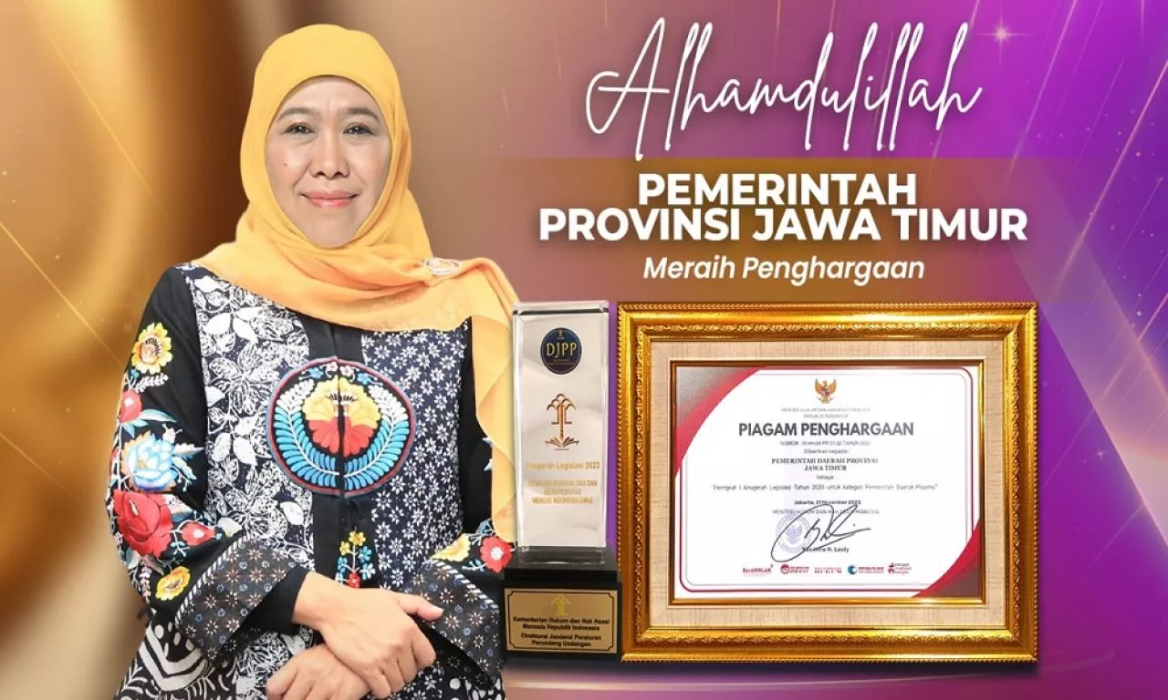 Jatim Raih Peringkat I Anugerah Legislasi 2023 Kemenkumham RI