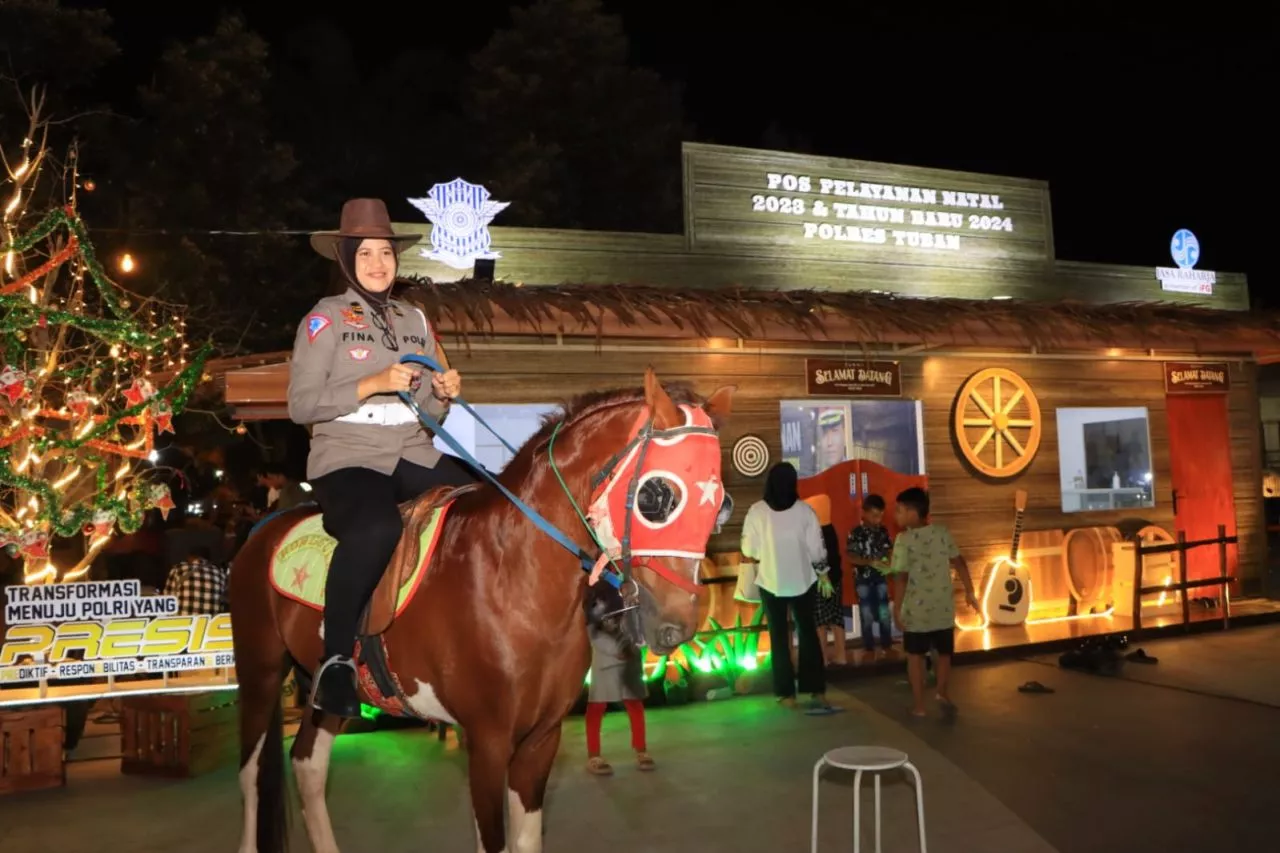 Pos Pelayanan Nataru Polres Tuban Angkat Tema Cowboy dan Sheriff Siap Manjakan Pengunjung