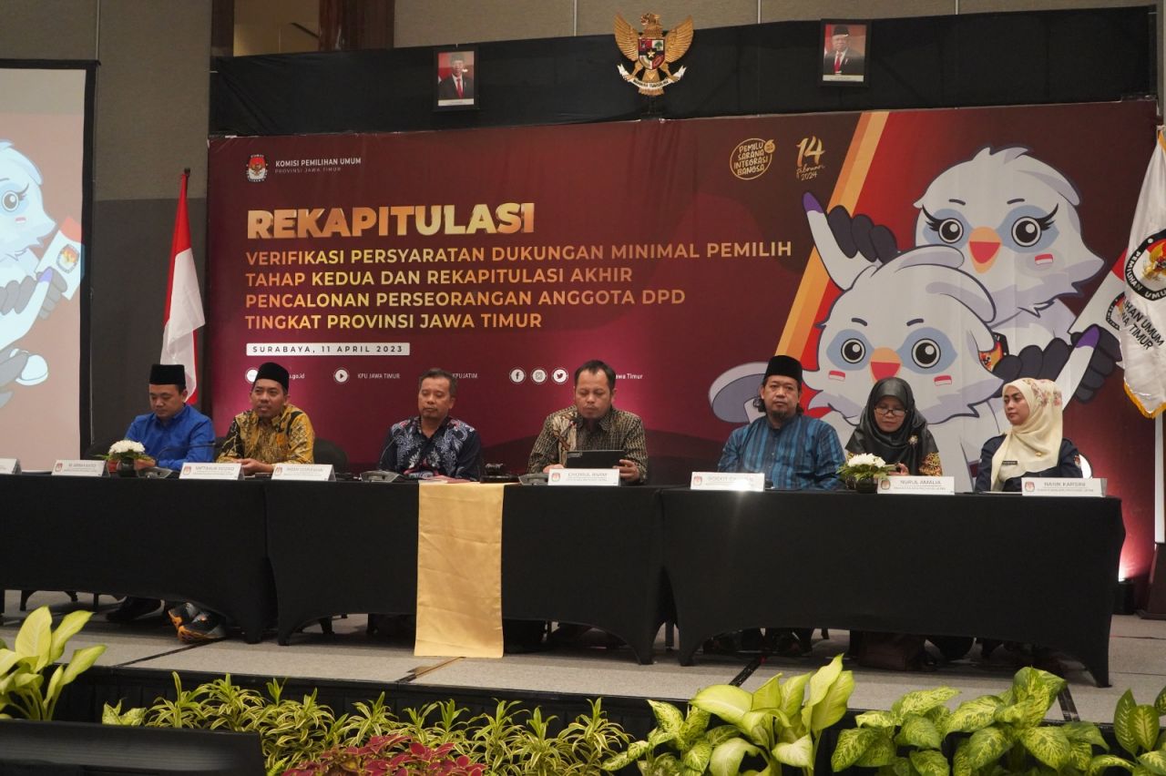 Hanya 15 Calon DPD RI Dari Jatim Dinyatakan Memenuhi Syarat pada Rekapitulasi Akhir