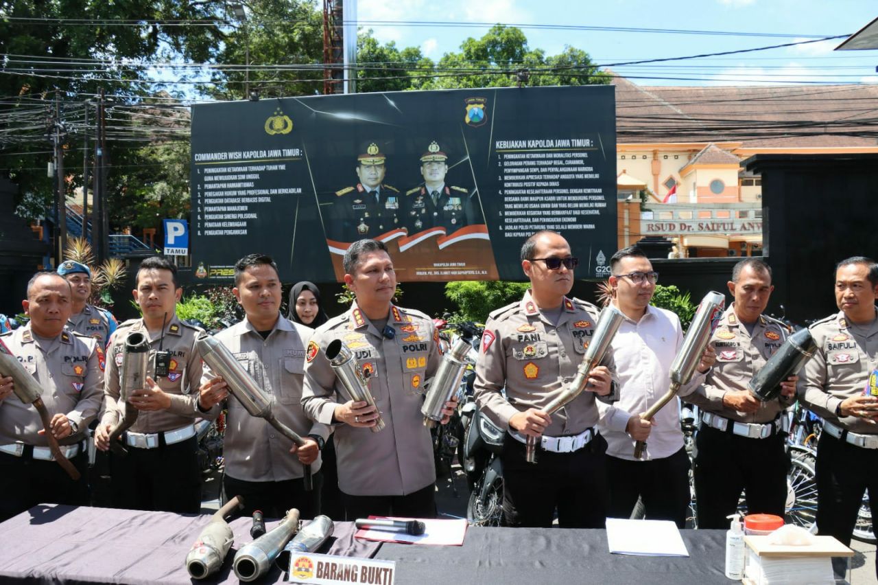 Polisi Berhasil Amankan 164 Ranmor Berknalpot Brong, 25 Diantaranya Terlibat Balap Liar di Malang