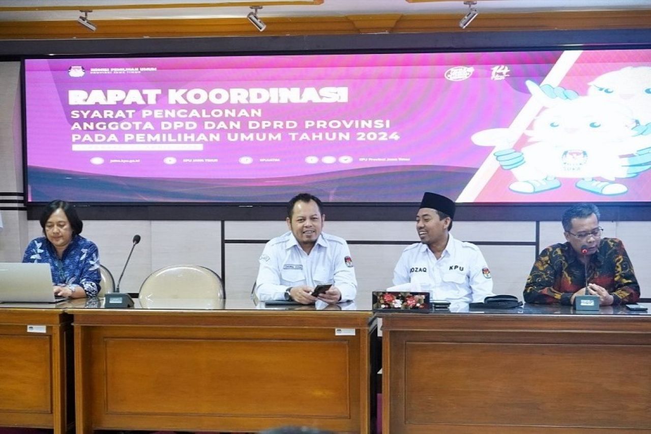 Pengajuan Calon Anggota DPD Dan DPRD Provinsi Dimulai 1 Mei, KPU Jatim Gelar Rapat Koordinasi