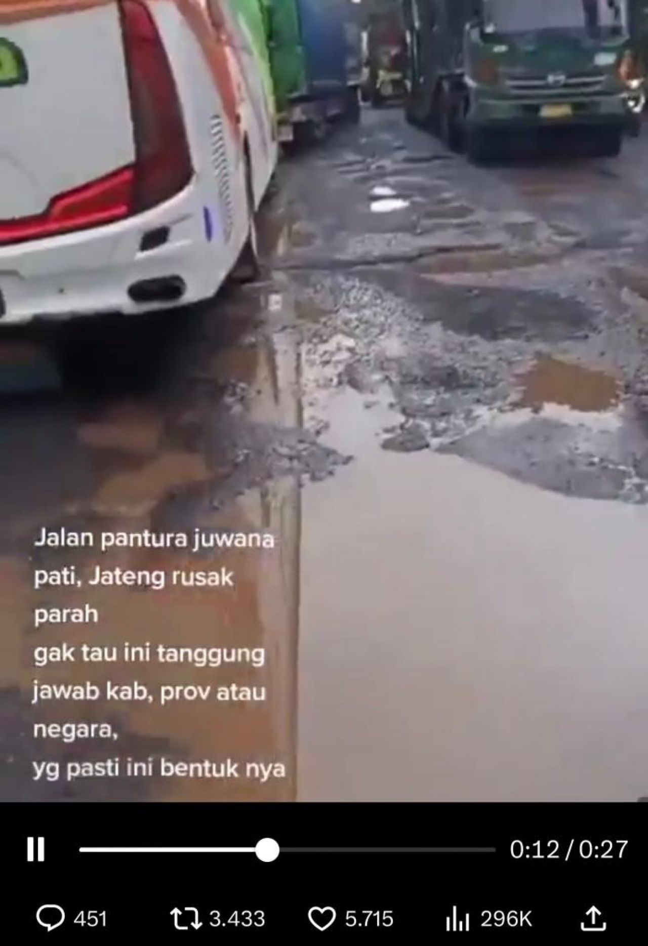 Netizen Minta Jokowi Cek Jalanan Jateng yang Rusak: Gubernurnya Sibuk Jogging