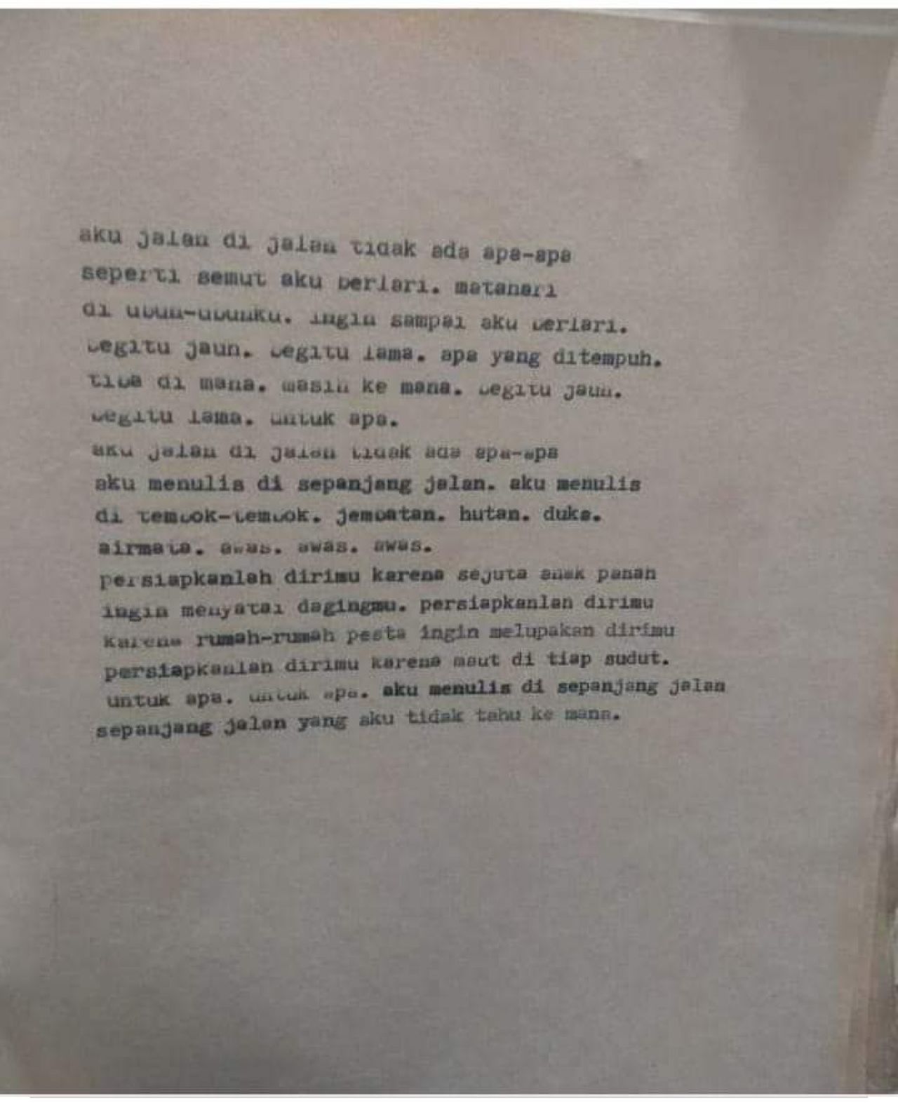 "Jejak Seorang Sahabat" Puisi Wiji Thukul yang Ditulis Saat Berusia 21 Tahun