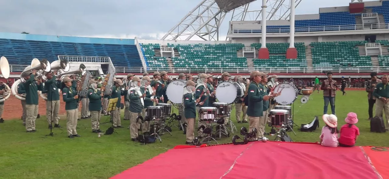 Korps Musik Sat Pol PP Praja Wibawa Abirama Jatim Iringi Upacara HUT Sat Pol PP ke-74