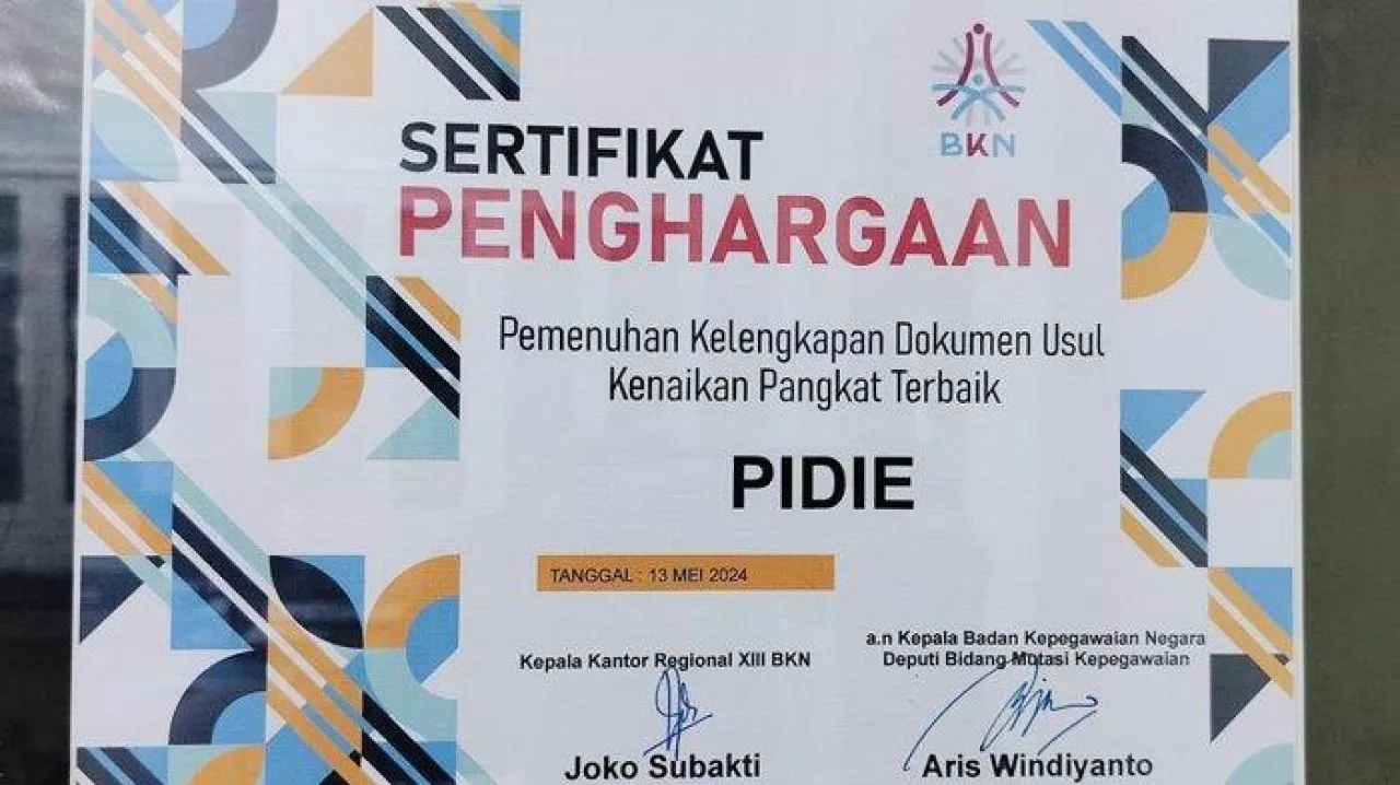 Pemerintah Kabupaten Pidie Terima Penghargaan dari BKN