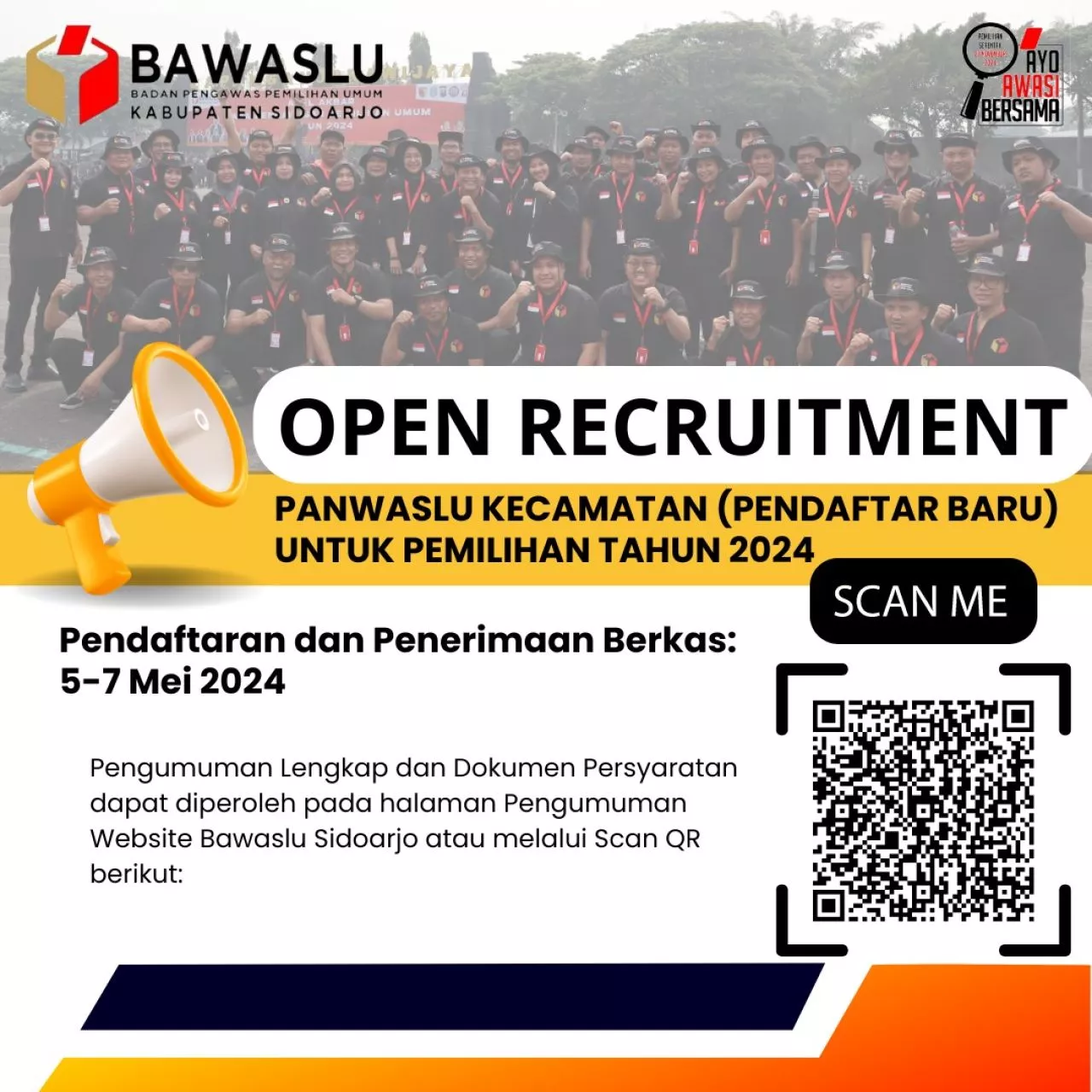 Bawaslu Sidoarjo Buka Pendaftaran Untuk 26 Calon Anggota Panwaslu di 17 Kecamatan