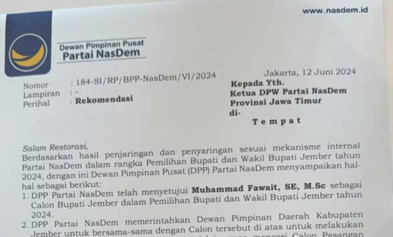 Nasdem Beri Rekom Fawait, Talak Tiga Hendy Siswanto 