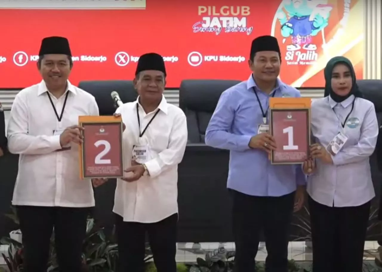 KPU Kabupaten Sidoarjo Tetapkan Nomor Urut Pasangan Calon Pemilihan Bupati dan Wakil Bupati 2024