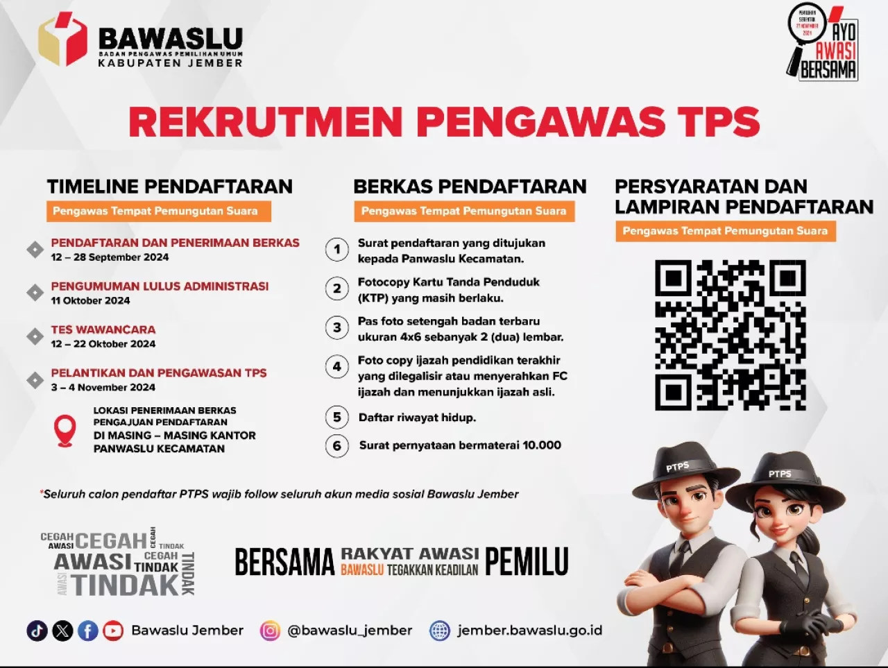 Bawaslu Jember Buka Pendaftaran PTPS Pilkada Serentak 2024