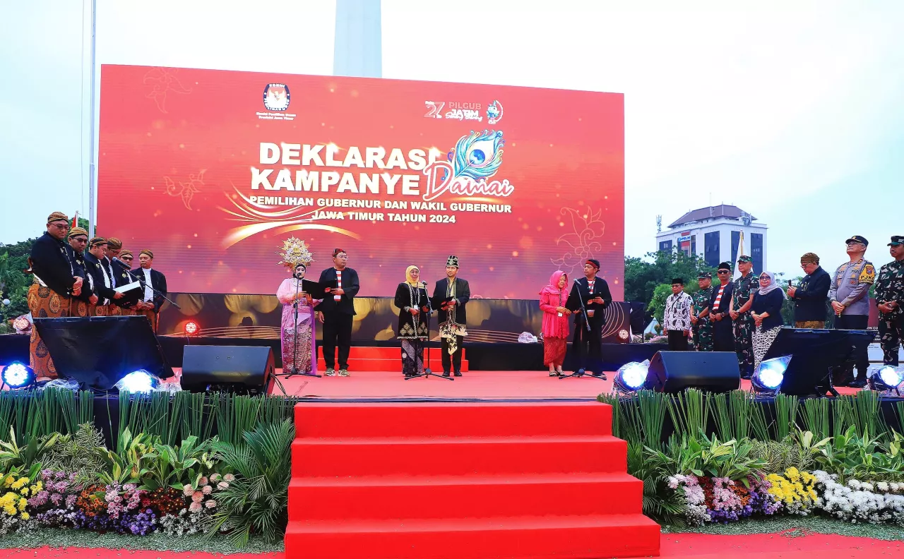 Hadiri Deklarasi Kampanye Damai, Pj. Gubernur Pesankan Pilgub Jatim 2024 Aman, Damai, dan Kondusif