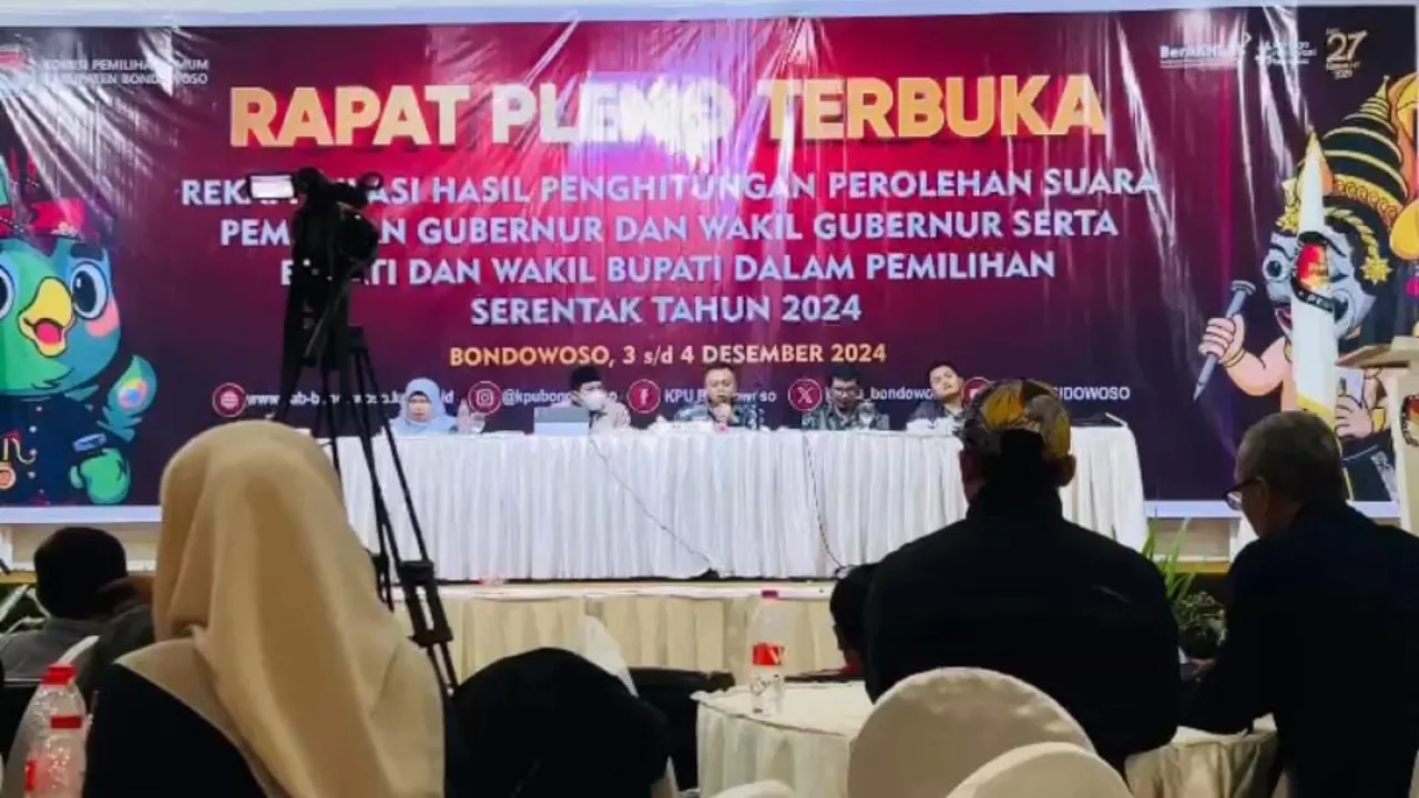 Hasil Rekapitulasi KPU Bondowoso Pilkada 2024, Paslon Bupati 01 RAHMAD Menang 51,33%