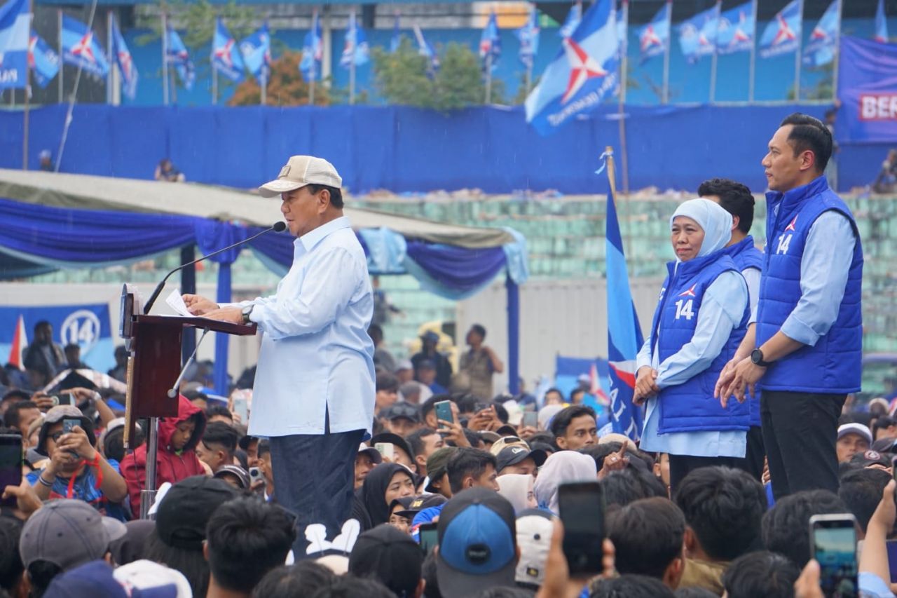 Birukan Malang, Khofifah - AHY Teriak Demokrat Menang, Prabowo Presiden