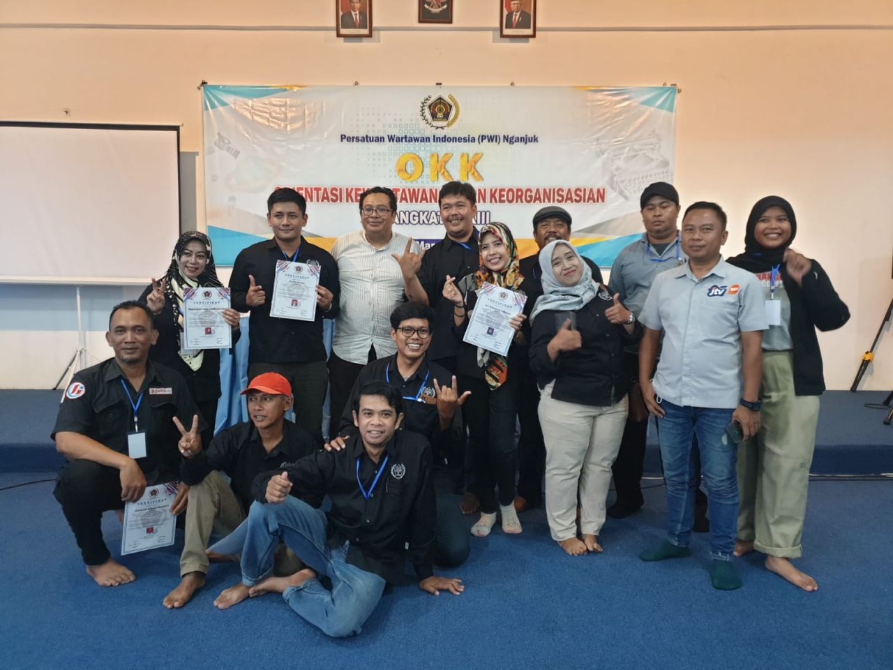 Keterangan Foto:- Orientasi Kewartawanan dan Keorganisasian Persatuan Wartawan Indonesia (OKK PWI) yang dilaksanakan di STKIP PGRI Nganjuk, Selasa,(5/3/2024).