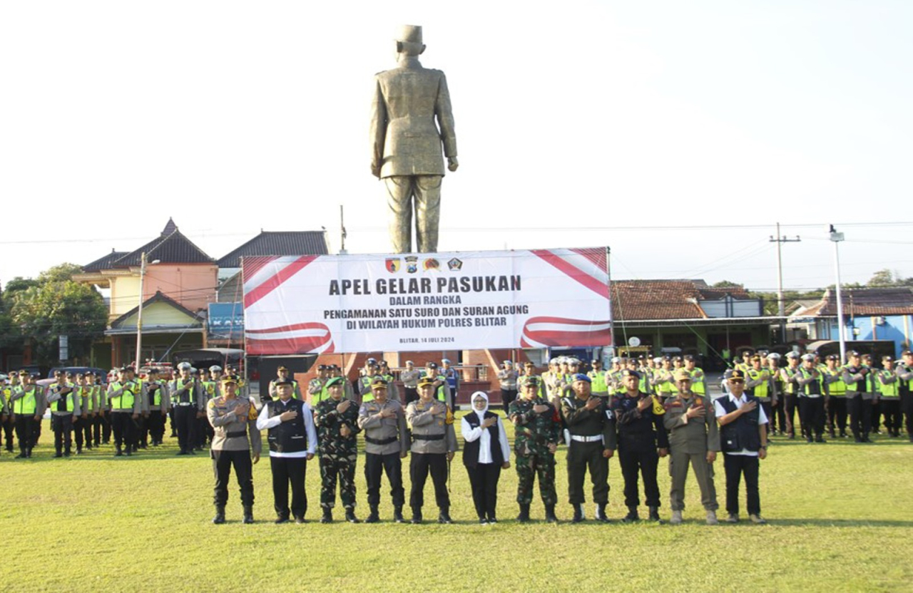 Antisipasi Giat Satu Suro dan Suroan Agung, Forkopimda Apel Gabungan di Kankab Blitar