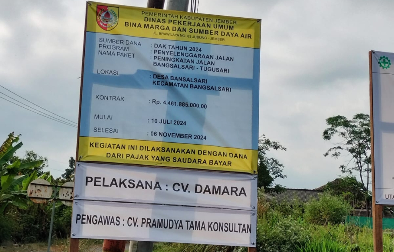 Pembangunan Peningkatan Jalan Desa Tugusari dan Bangsalsari Dikeluhkan Warga 