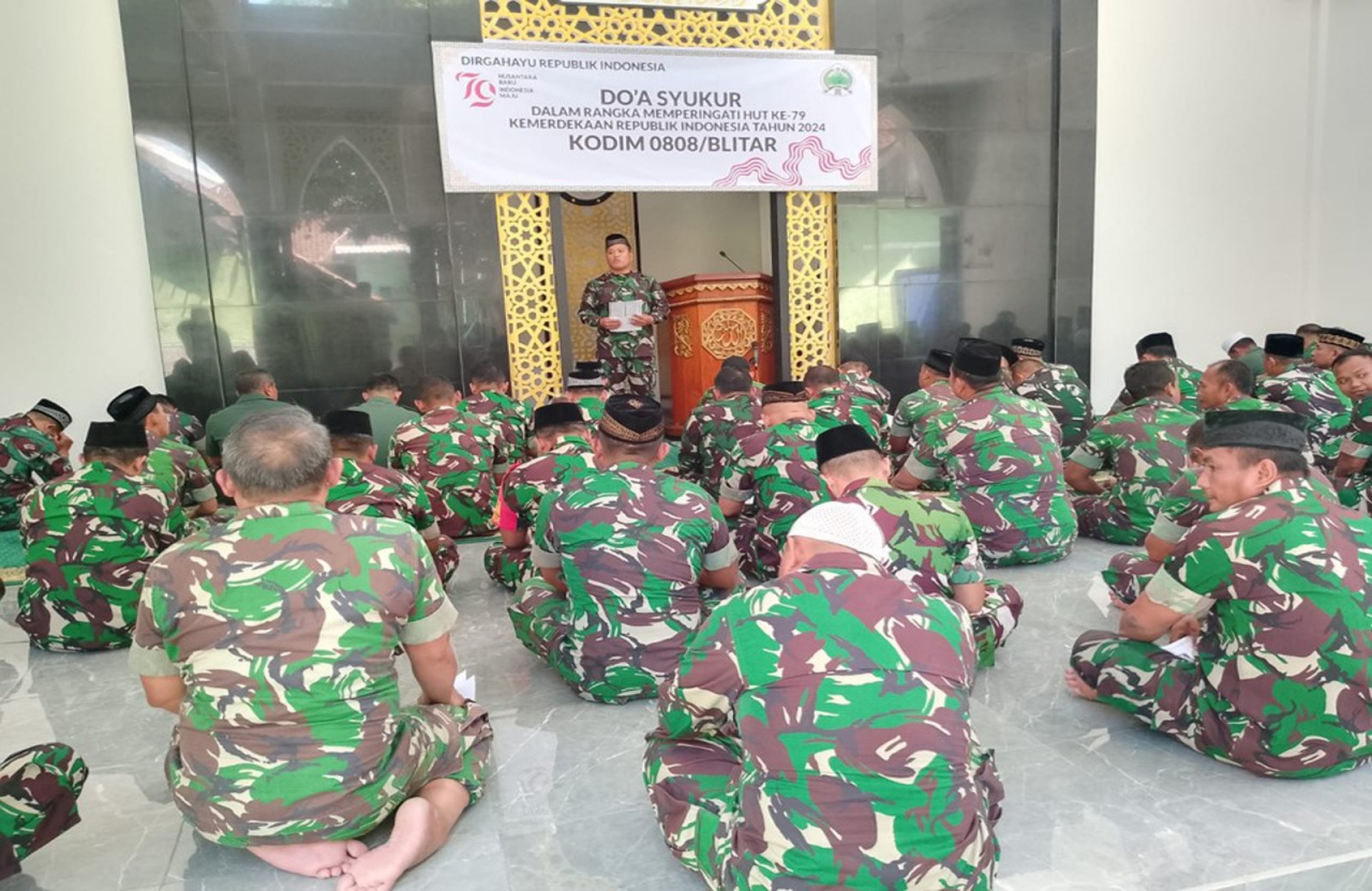 Sambut HUT Ke-79 Kemerdekaan RI, Kodim 0808/Blitar Gelar Doa Syukur di Masjid Al Ikhlas