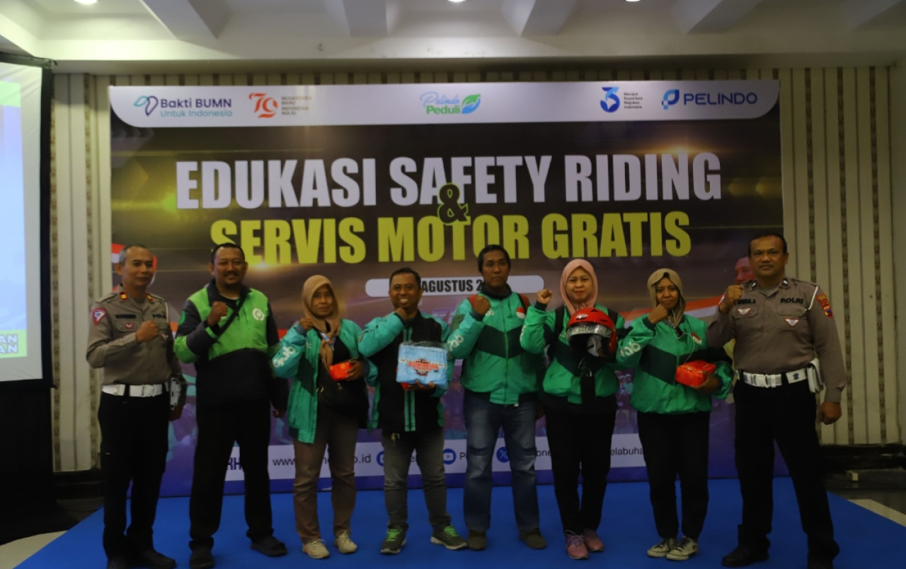 Sambut HUT ke-79 RI, Pelindo Regional 3 Gelar Sosialisasi Safety Riding Hingga Service Motor Gratis pada Driver Online