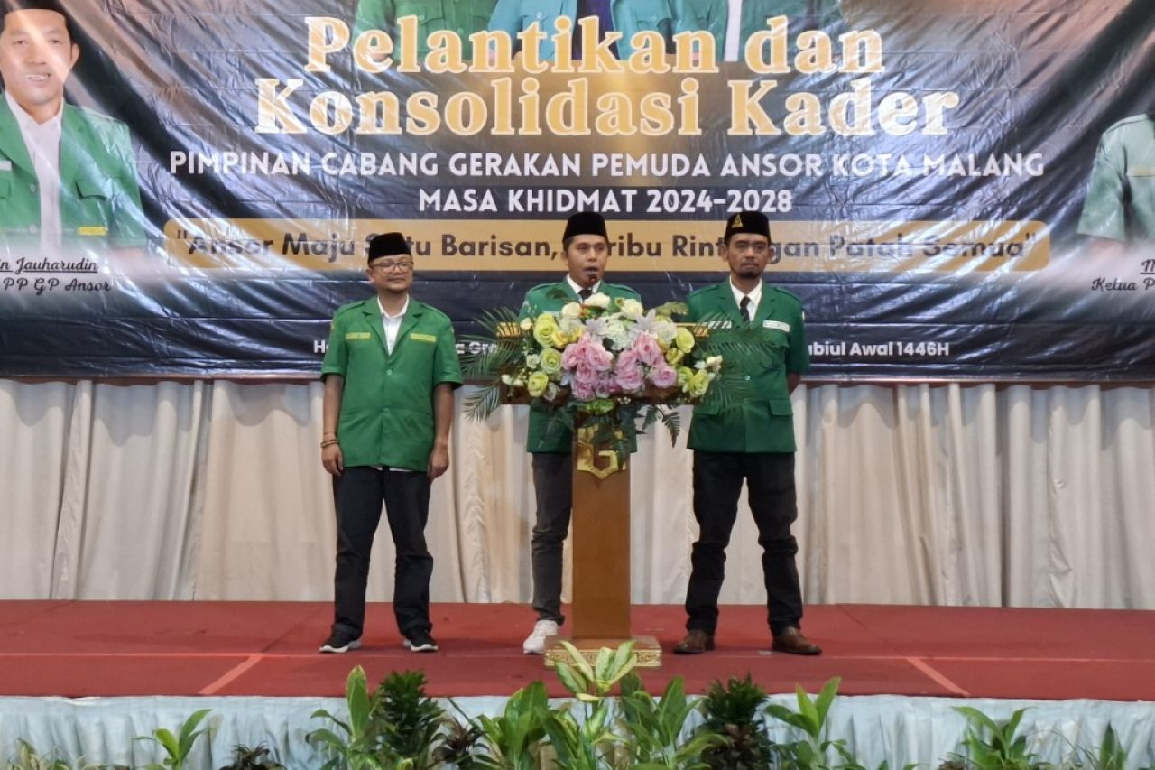 Pelantikan PC GP Ansor Kota Malang, Safril Minta Penguatan Ranting Jadi Fokus Utama