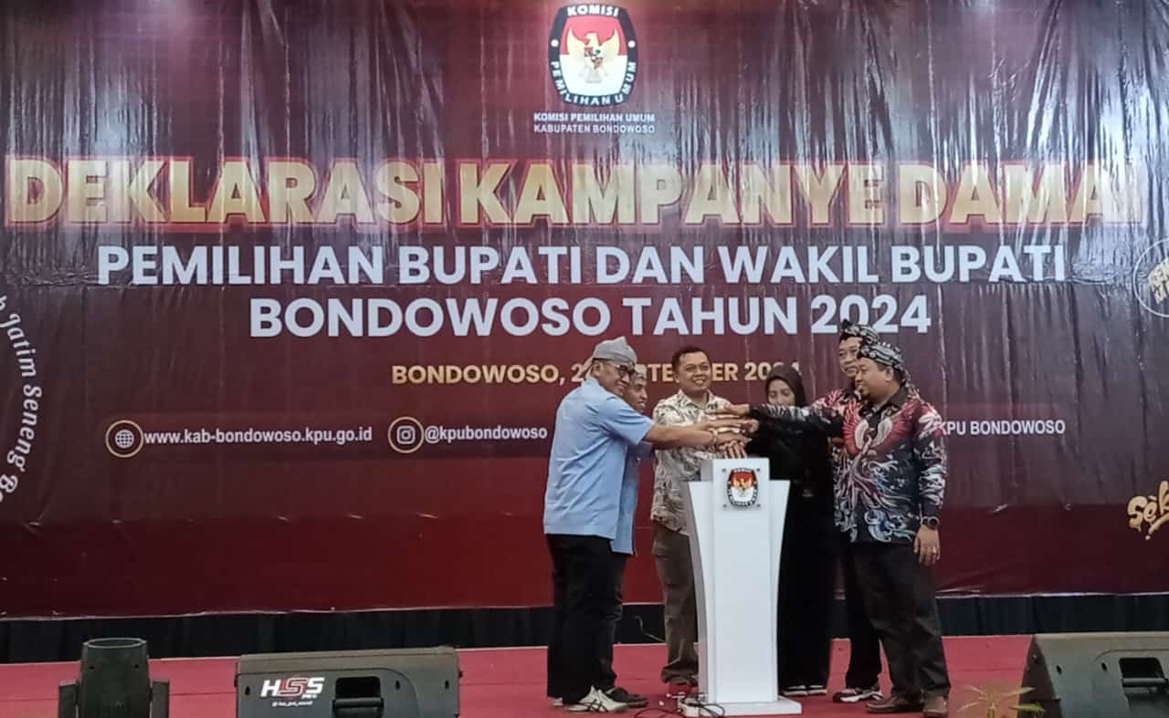 KPU Bondowoso Gelar Deklarasi Kampanye Damai. Komitmen Ciptakan Pemilihan Damai di Bondowoso